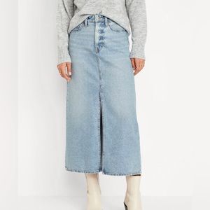 High waisted jeans midi skirt